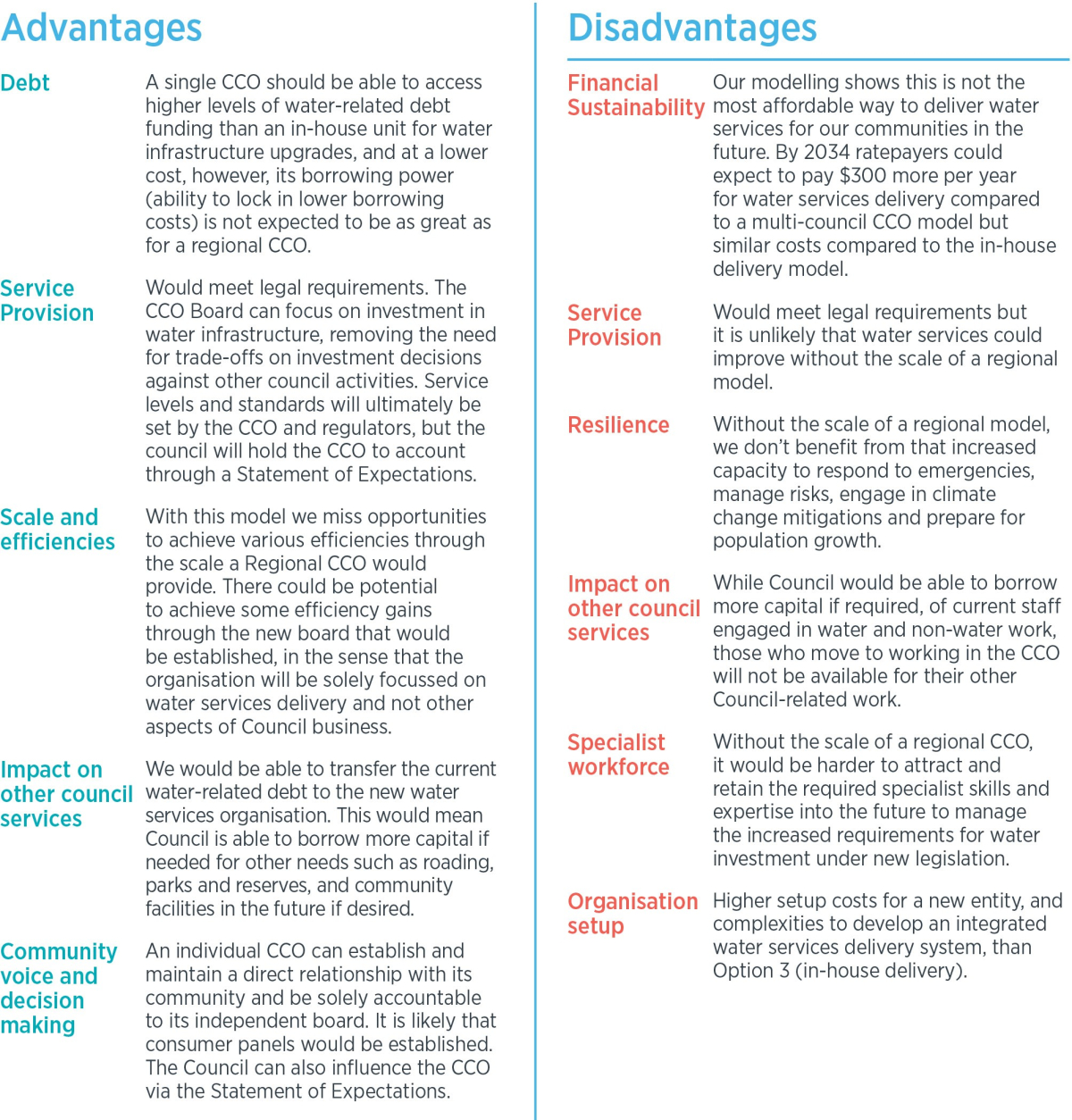 Advantages Disadvantages OPT2