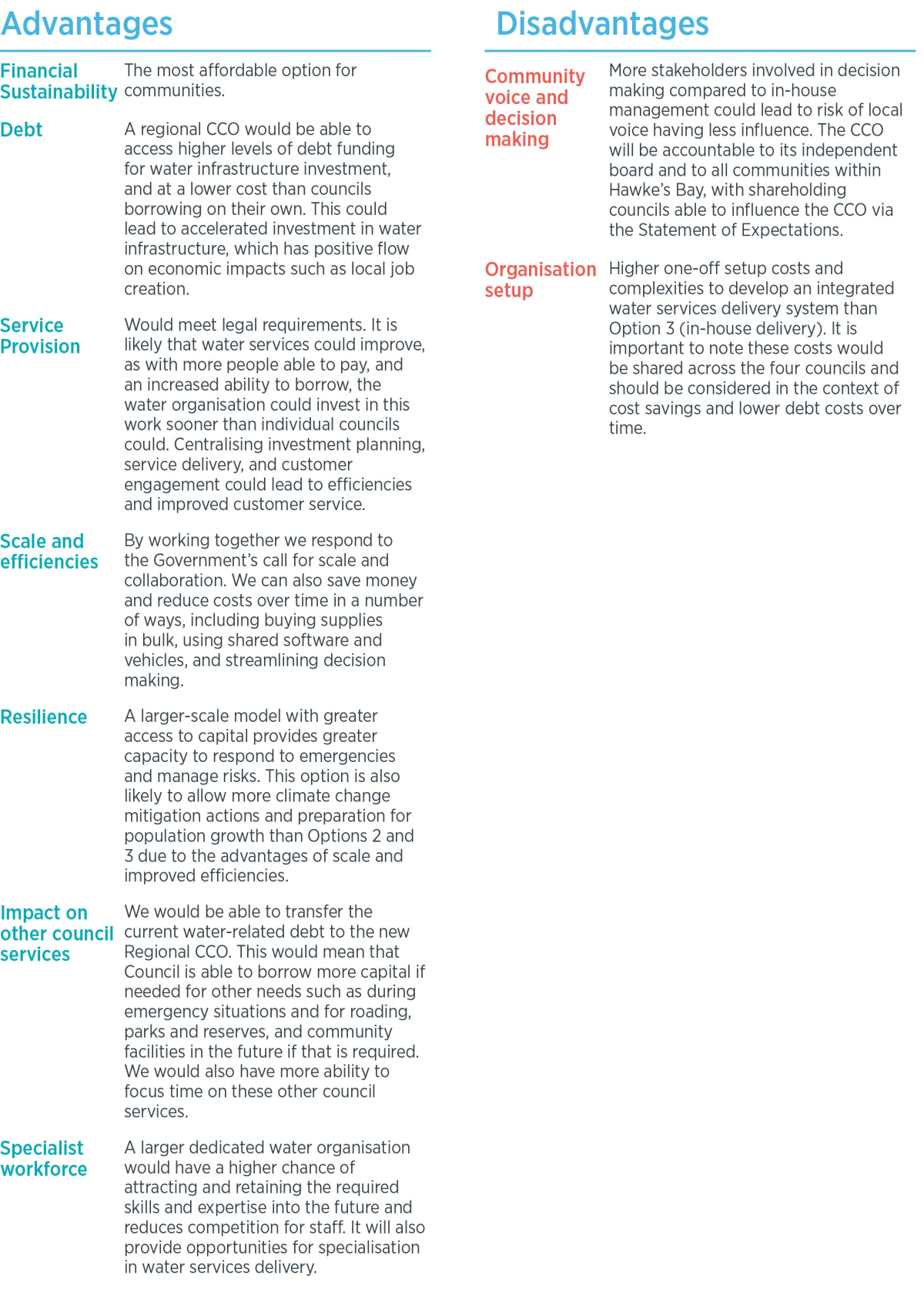 Advantages Disadvantages OPT1